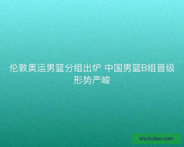 伦敦奥运男篮分组出炉 中国男篮B组晋级形势严峻