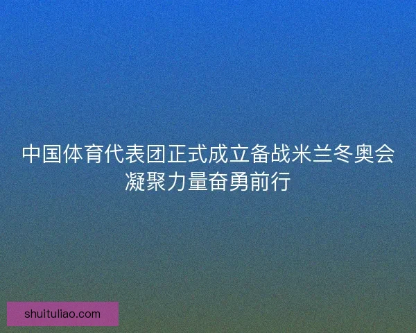 中国体育代表团正式成立备战米兰冬奥会凝聚力量奋勇前行